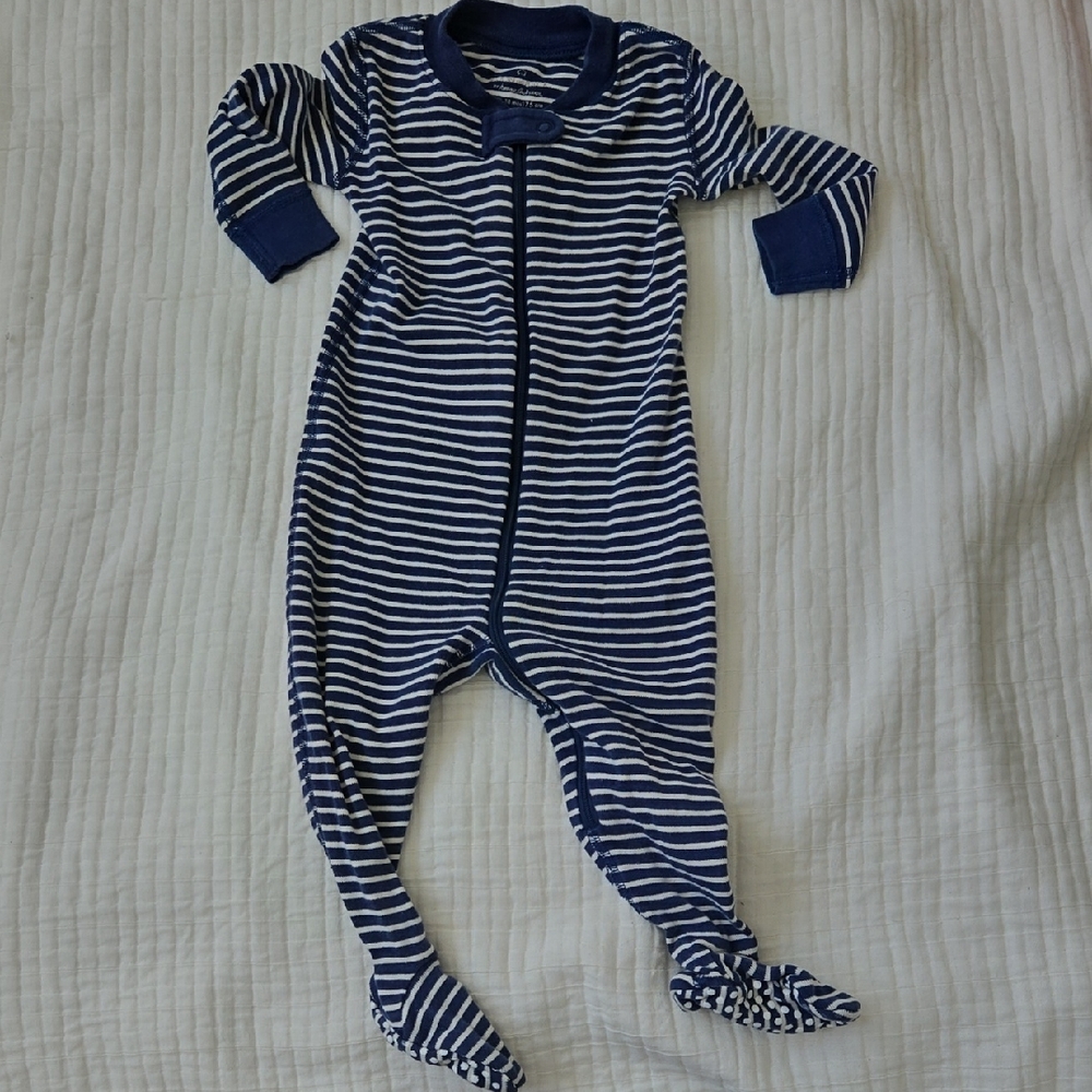 Hanna Andersson Navy and White Striped Footie